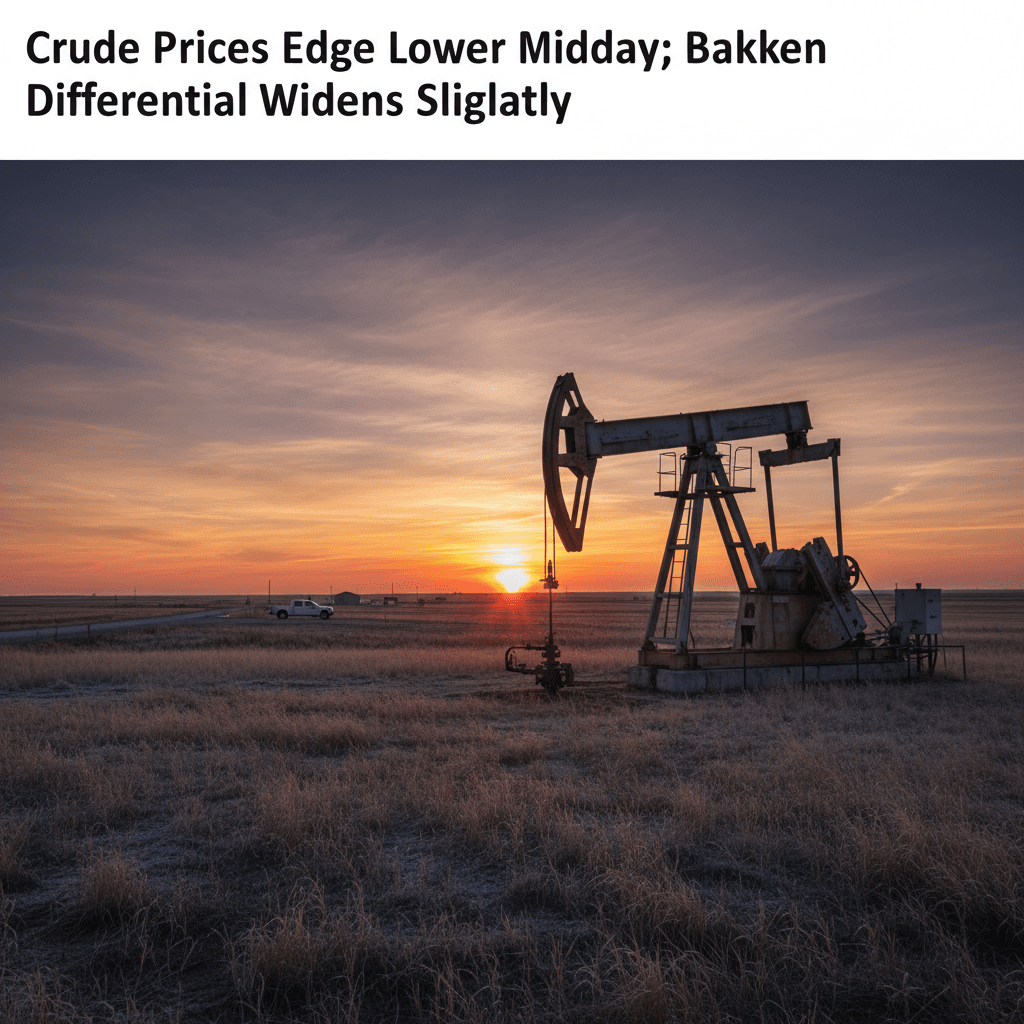 Crude Prices Edge Lower Midday; Bakken Differential Widens Slightly - Bakken Wire