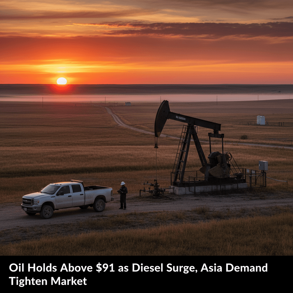 Oil Holds Above $91 as Diesel Surge, Asia Demand Tighten Market - Bakken Wire