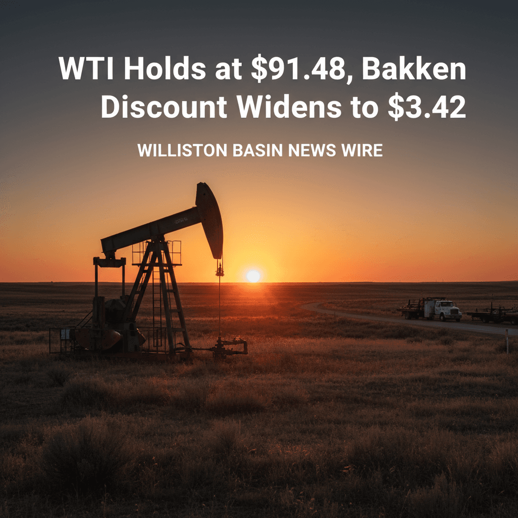 WTI Holds at $91.48, Bakken Discount Widens to $3.42 - Bakken Wire