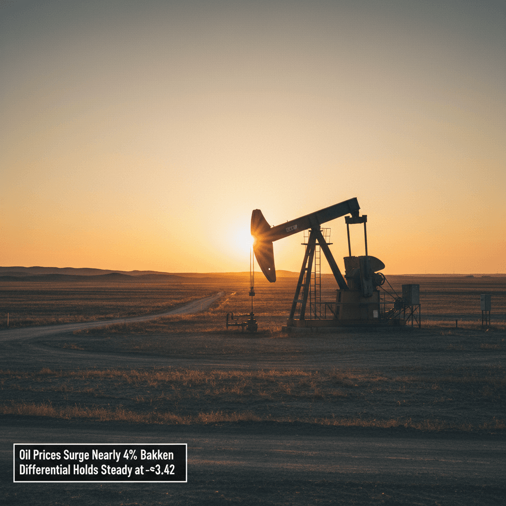 Oil Prices Surge Nearly 4%, Bakken Differential Holds Steady at -$3.42 - Bakken Wire