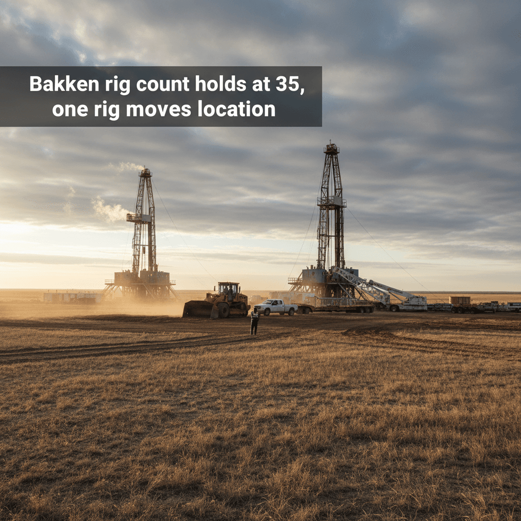 Bakken rig count holds at 35, one rig moves location - Bakken Wire