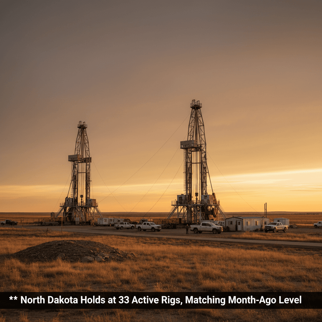 ** North Dakota Holds at 33 Active Rigs, Matching Month-Ago Level - Bakken Wire