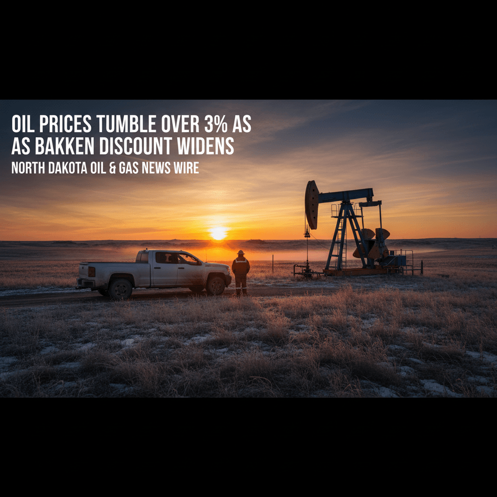 Oil Prices Tumble Over 3% as Bakken Discount Widens - Bakken Wire
