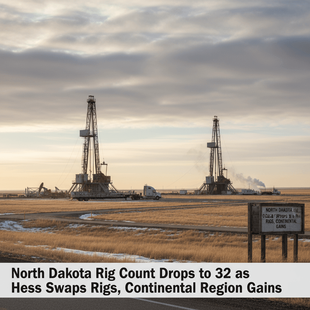 North Dakota Rig Count Drops to 32 as Hess Swaps Rigs, Continental Region Gains - Bakken Wire
