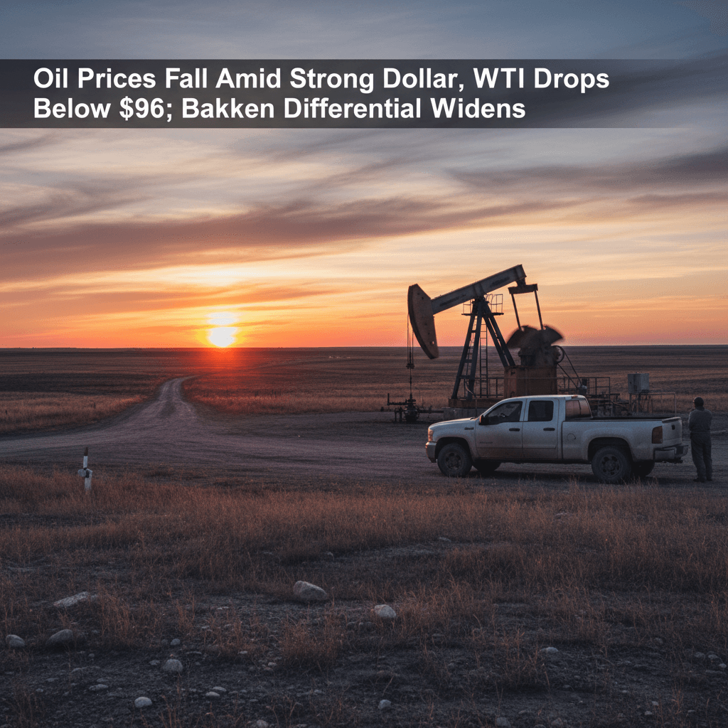 Oil Prices Fall Amid Strong Dollar, WTI Drops Below $96; Bakken Differential Widens - Bakken Wire