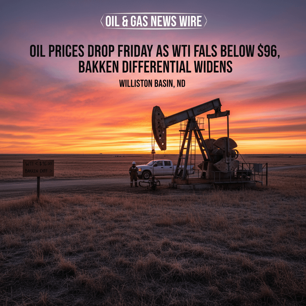 Oil Prices Drop Friday as WTI Falls Below $96, Bakken Differential Widens - Bakken Wire