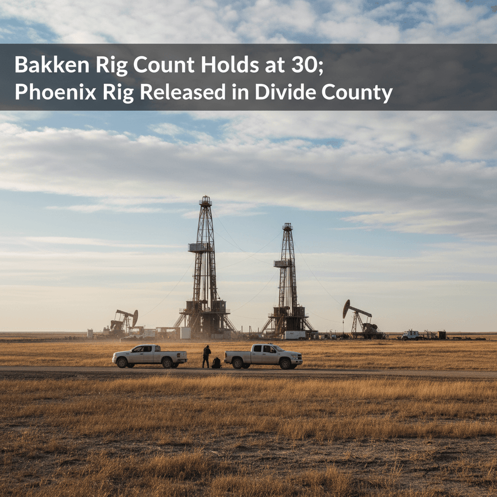 Bakken Rig Count Holds at 30; Phoenix Rig Released in Divide County - Bakken Wire
