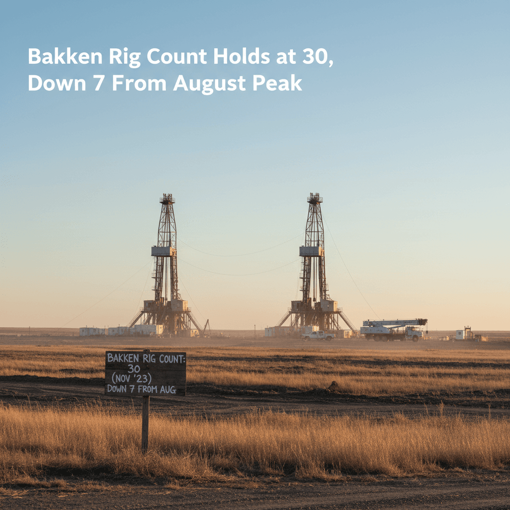 Bakken Rig Count Holds at 30, Down 7 From August Peak - Bakken Wire