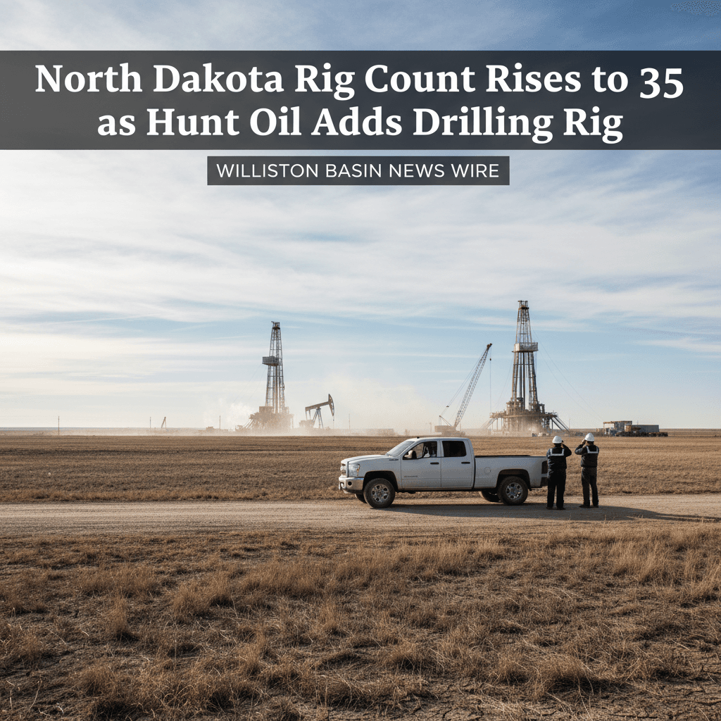 North Dakota Rig Count Rises to 35 as Hunt Oil Adds Drilling Rig - Bakken Wire