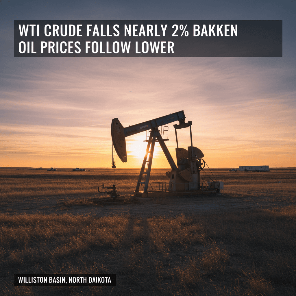 WTI Crude Falls Nearly 2%, Bakken Oil Prices Follow Lower - Bakken Wire