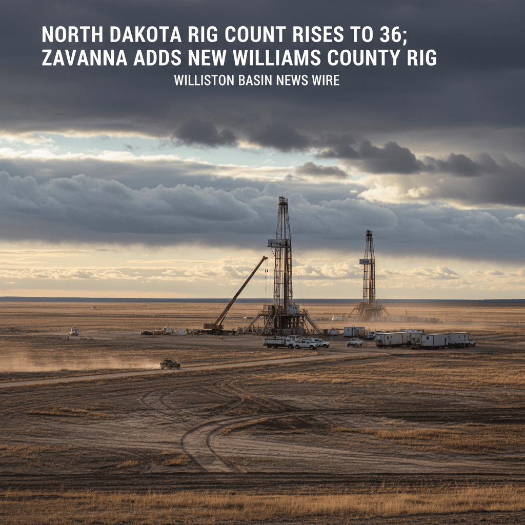 North Dakota Rig Count Rises to 36; Zavanna Adds New Williams County Rig - Bakken Wire