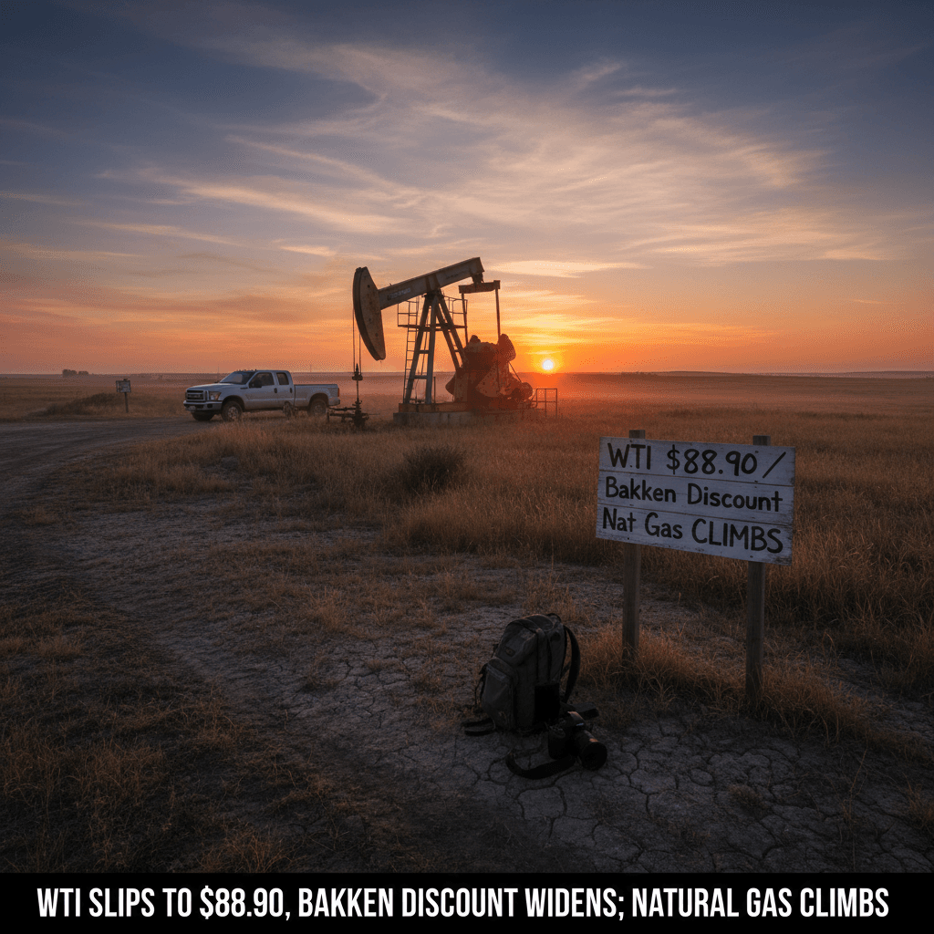 WTI Slips to $88.90, Bakken Discount Widens; Natural Gas Climbs - Bakken Wire