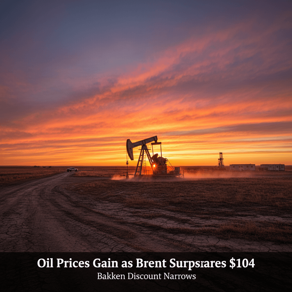Oil Prices Gain as Brent Surpasses $104, Bakken Discount Narrows - Bakken Wire