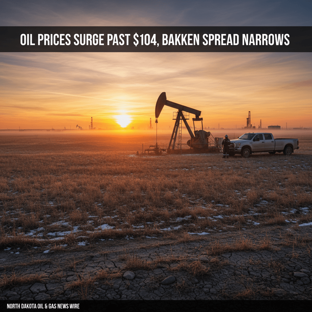 Oil Prices Surge Past $104, Bakken Spread Narrows - Bakken Wire