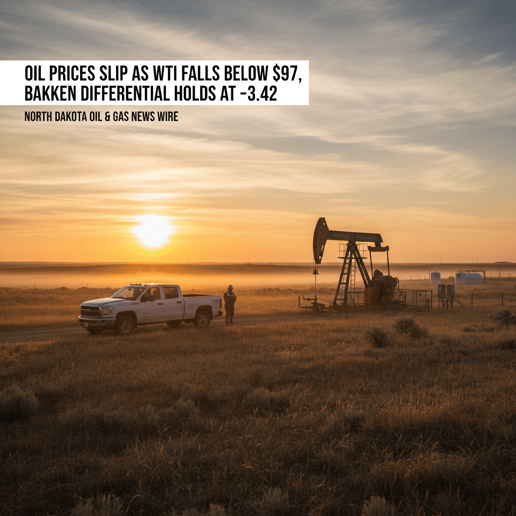 Oil Prices Slip as WTI Falls Below $97, Bakken Differential Holds at -$3.42 - Bakken Wire